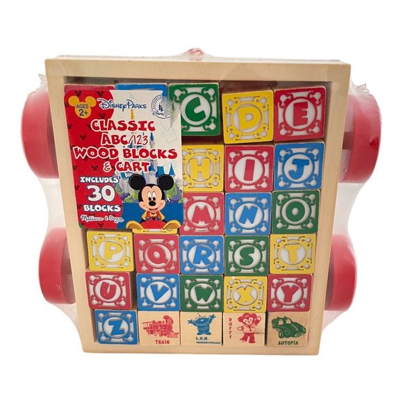 Disney Parks Classic Wood ABC 123 Blocks and Cart - Picture 9 of 9